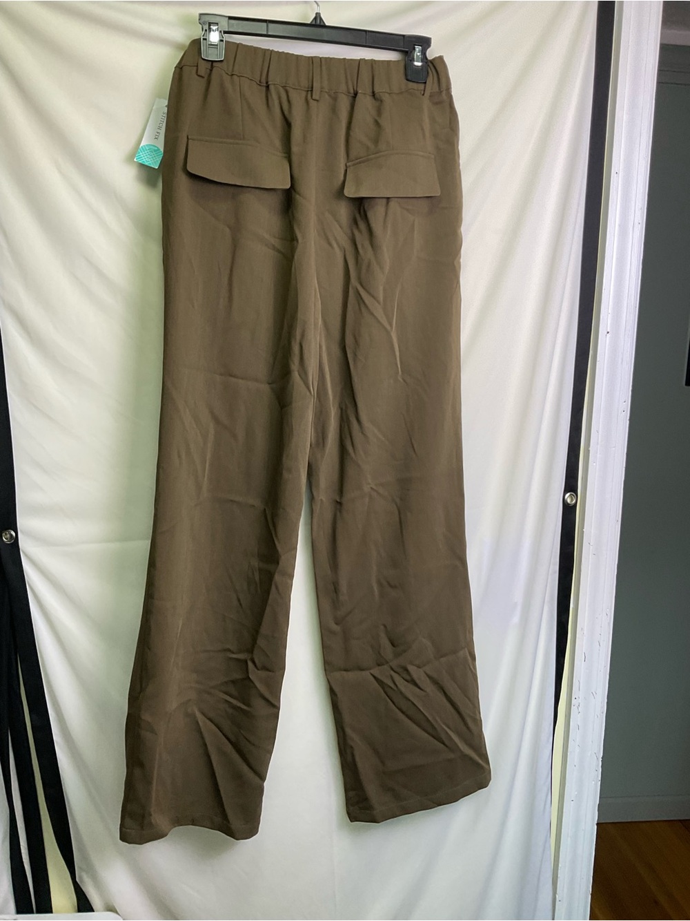 Picket Detail Woven Straight Pants - Olive - Picture 7 of 7